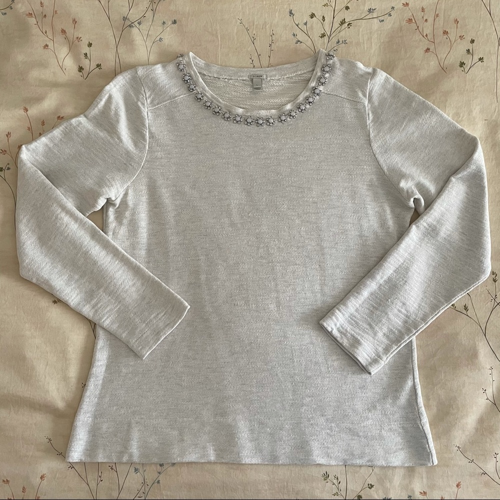 J Crew Jewel Neck Sweatshirt - Oatmeal